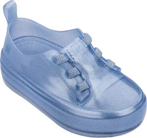 mini melissa baby girl's ulitsa sneaker special bb (toddler) blue/silver 9 toddler m