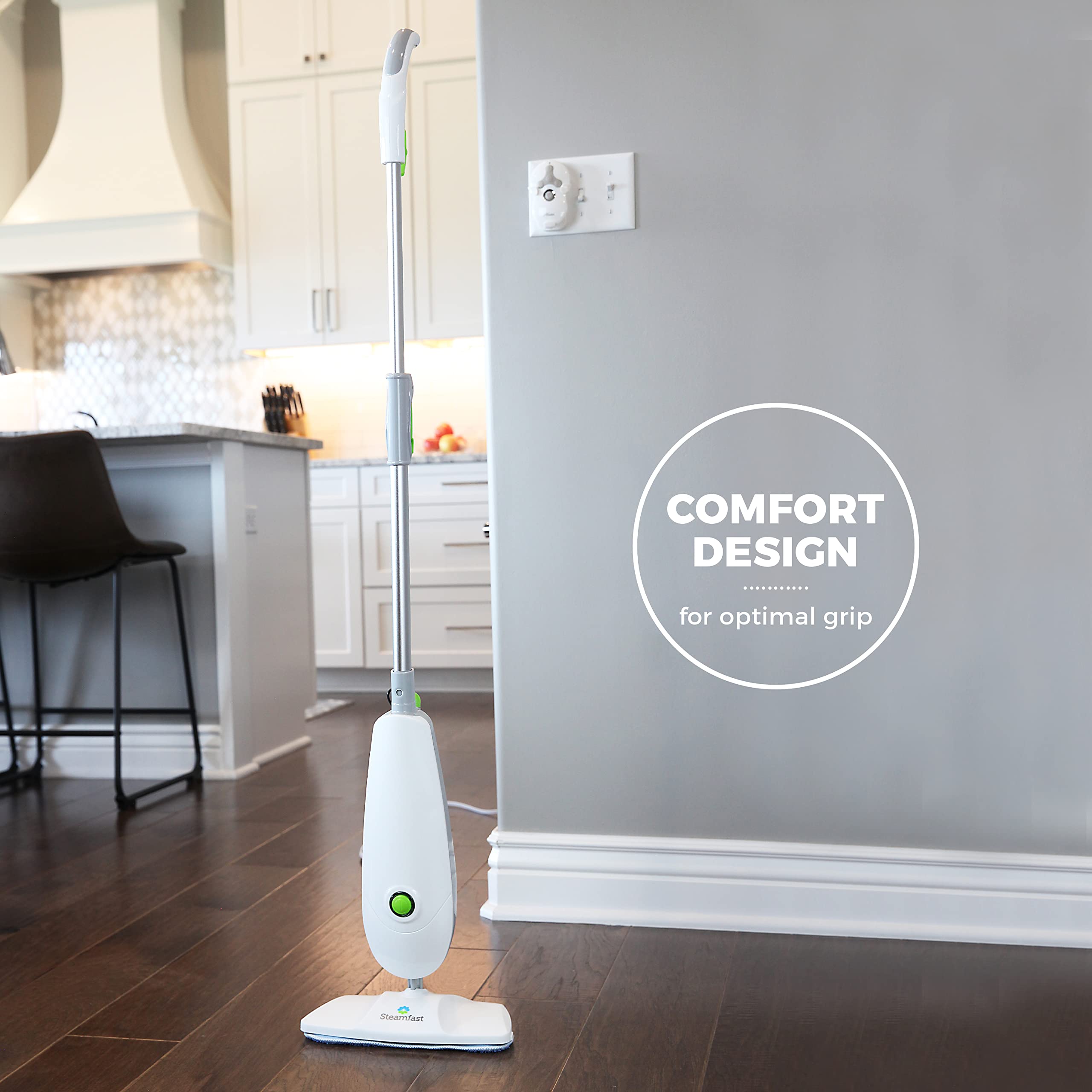 Steamfast SF-162 Light Weight Steam Mop, Natural Sanitization, Hardwood/Laminate/Tile/With Carpet Glider Spot Clean Accessory, Washable Mop Pads