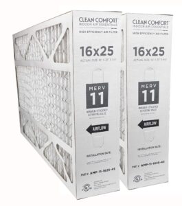 clean comfort amp-11-1625-45 (2-pack) - 16" x 25" x 4.5" media air filter, merv 11