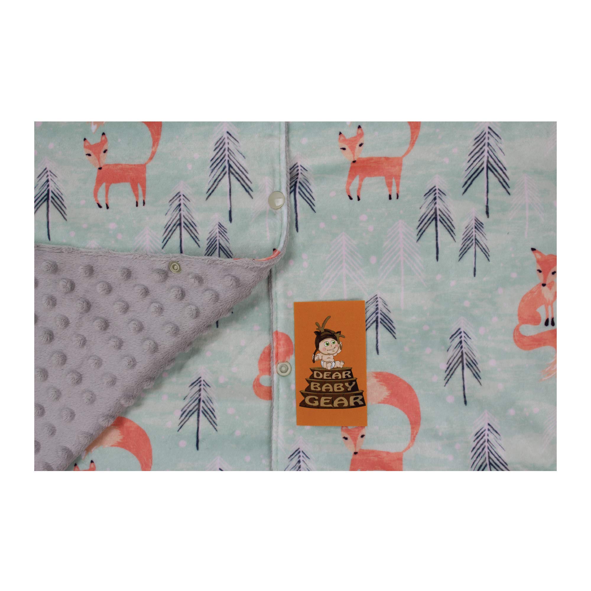 Dear Baby Gear Deluxe Car Seat Canopy - Infant Car Seat Cover - Baby Car Seat Covers - Carseat Canopy for Infant Car Seats - Car Seat Cover (Woodland Foxes and Pine Trees, Light Gray 40"x30")