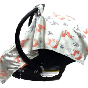 Dear Baby Gear Deluxe Car Seat Canopy - Infant Car Seat Cover - Baby Car Seat Covers - Carseat Canopy for Infant Car Seats - Car Seat Cover (Woodland Foxes and Pine Trees, Light Gray 40"x30")