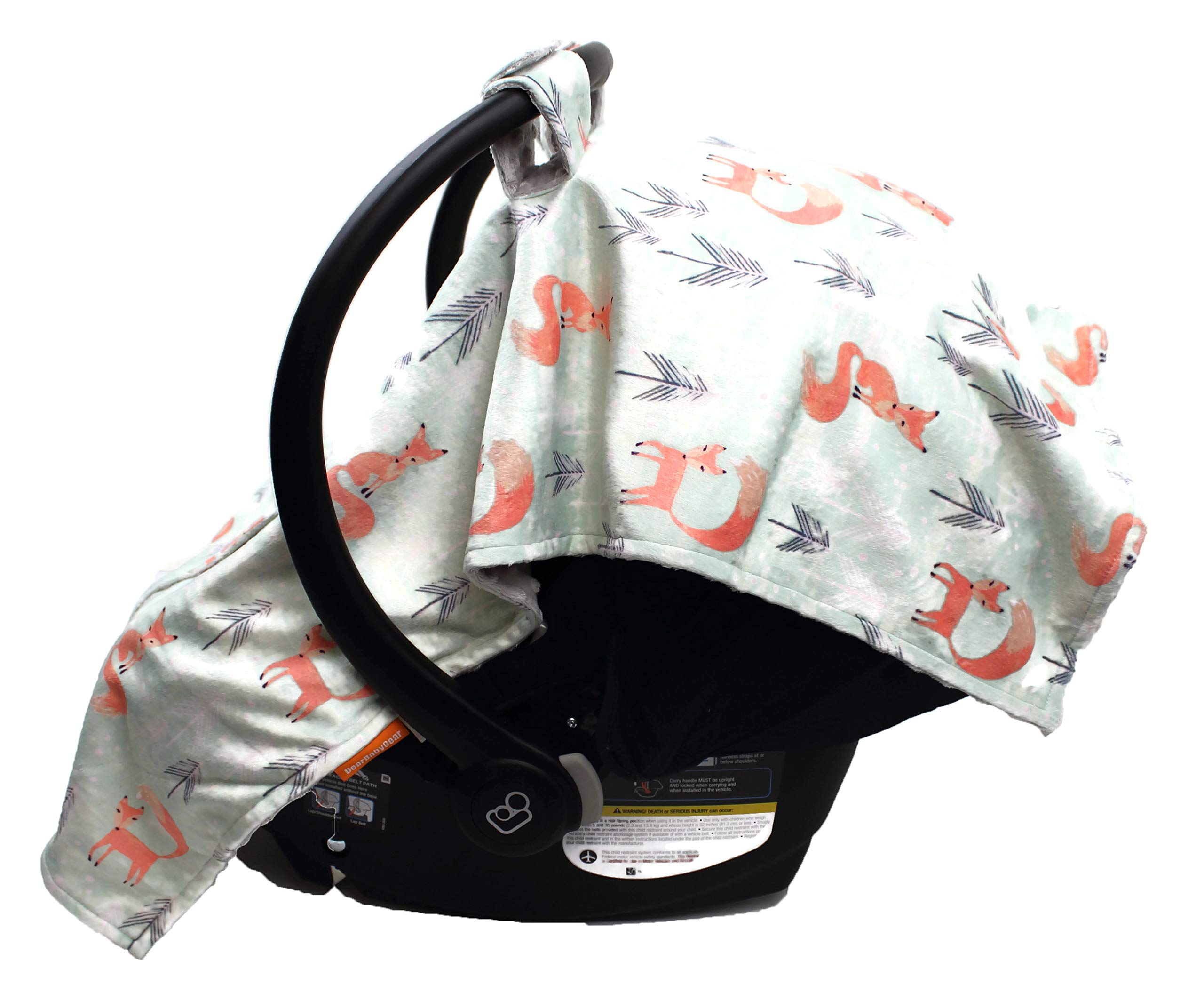 Dear Baby Gear Deluxe Car Seat Canopy - Infant Car Seat Cover - Baby Car Seat Covers - Carseat Canopy for Infant Car Seats - Car Seat Cover (Woodland Foxes and Pine Trees, Light Gray 40"x30")