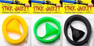 rite-hite orin briant stick jacket fishing rod covers 3 pack - spinning yellow, neon green, & black; keep your rod safe and from getting tangled...