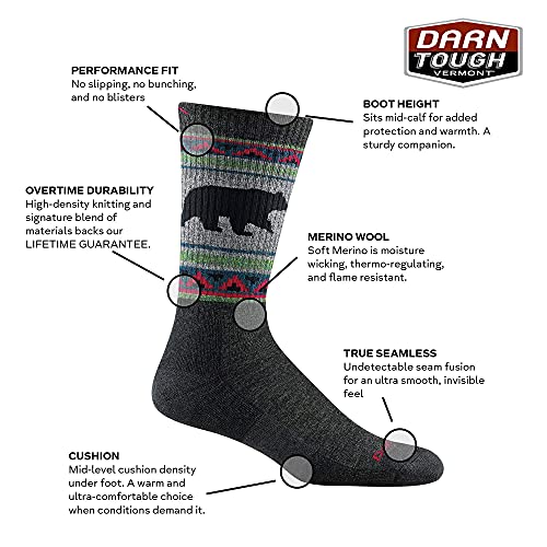 DARN TOUGH (Style 1980) Men's VanGrizzle Hike/Trek Sock - Charcoal, Large