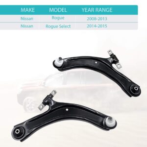 Front Lower Control Arms with Ball Joint Bushing 2pcs Compatible with 2008-2013 Nissan Rogue 2014-2015 Nissan Rogue Select RK621452 RK621453