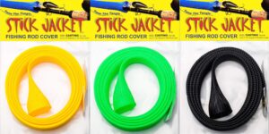 rite-hite orin briant stick jacket fishing rod covers 3 pack - casting yellow, neon green, & black; keep your rod safe and from getting tangled……