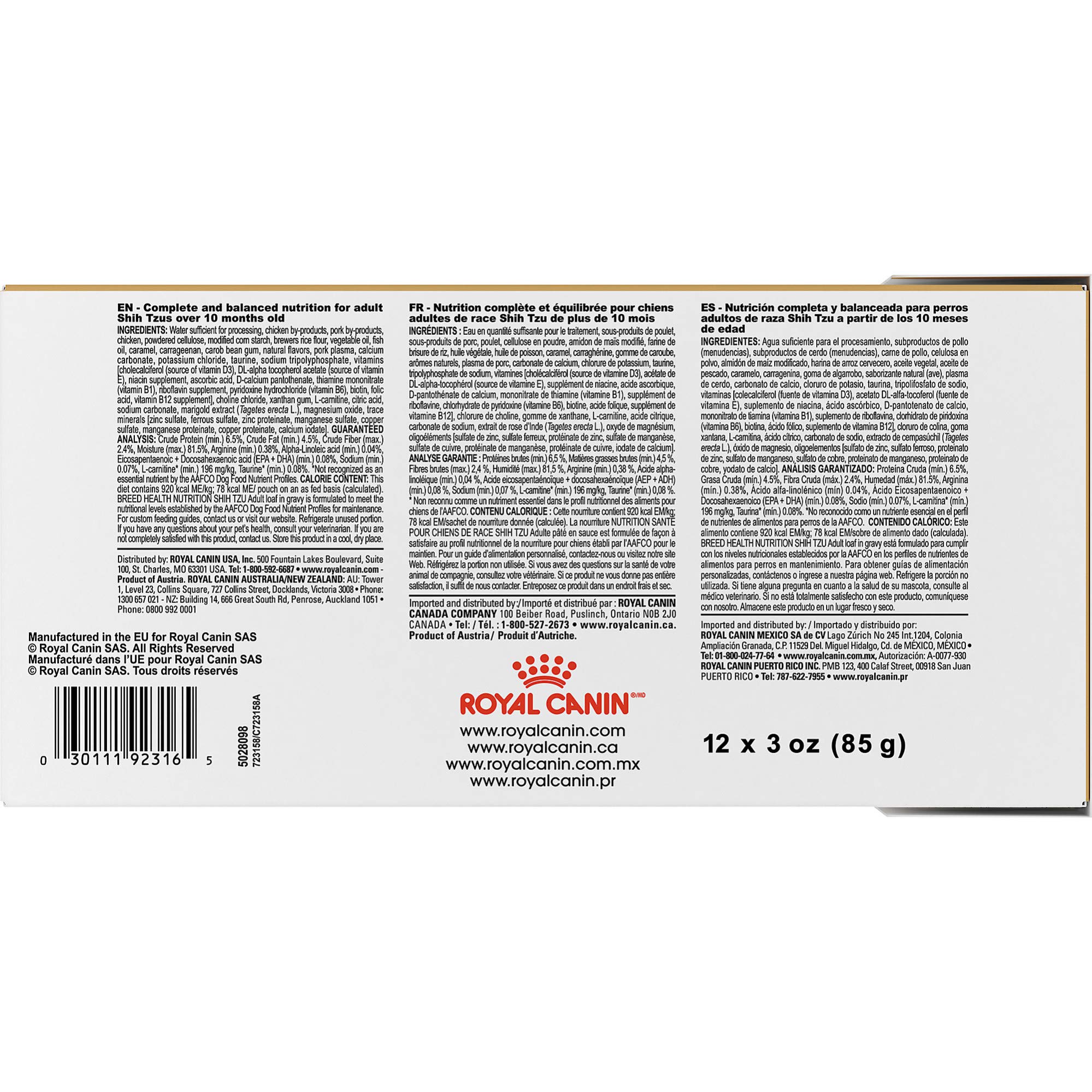 Royal Canin Adult Shih Tzu Wet Dog Food, 3 oz Pouch (Pack of 12)