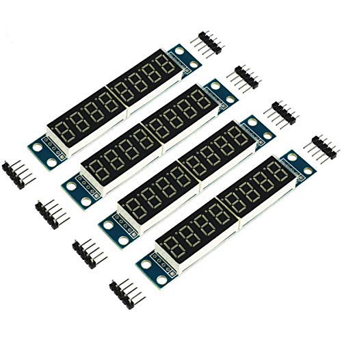 DEVMO 4pcs 8-Digit 7 Segment Module MAX7219 8 Bit Digital Segment Tube LED Display Module Supports Cascade Eight Bit Serial 3 IO Ports Compatible with Ar-duino MCU/51/AVR/STM32