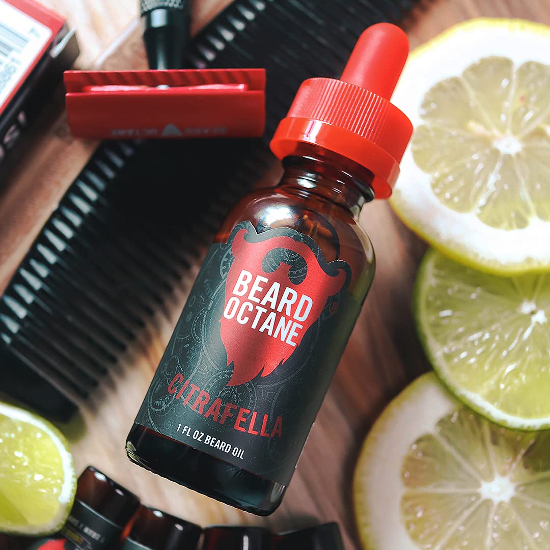 Beard Octane: Citrafella - Natural Beard Oil w/Argan Oil - 1 Oz - Promotes Softer Beards - Made in USA - Premium Beard Care