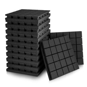 fstop labs 2" x 12" x 12" acoustic foam panels, studio wedge tiles, sound panels wedges soundproof sound foam insulation, sound absorbing panel, 25 blocks square design (12 pack, black)