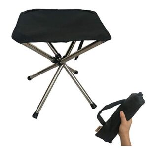 LIBOSULV Folding Camping Stool, Retractable Camping Chair, Super Compact, for Travel, Hiking, Gathering, Barbecue, with Carry Bag, Storage Size 11.61"x2.56"x2.56"