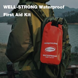 WELL-STRONG 123pcs Survival First Aid Kit Waterproof First Aid Kit Roll Top Boat Emergency Kit with Waterproof First Aid Items for Fishing Kayaking Boating Swimming Camping Rafting Beach