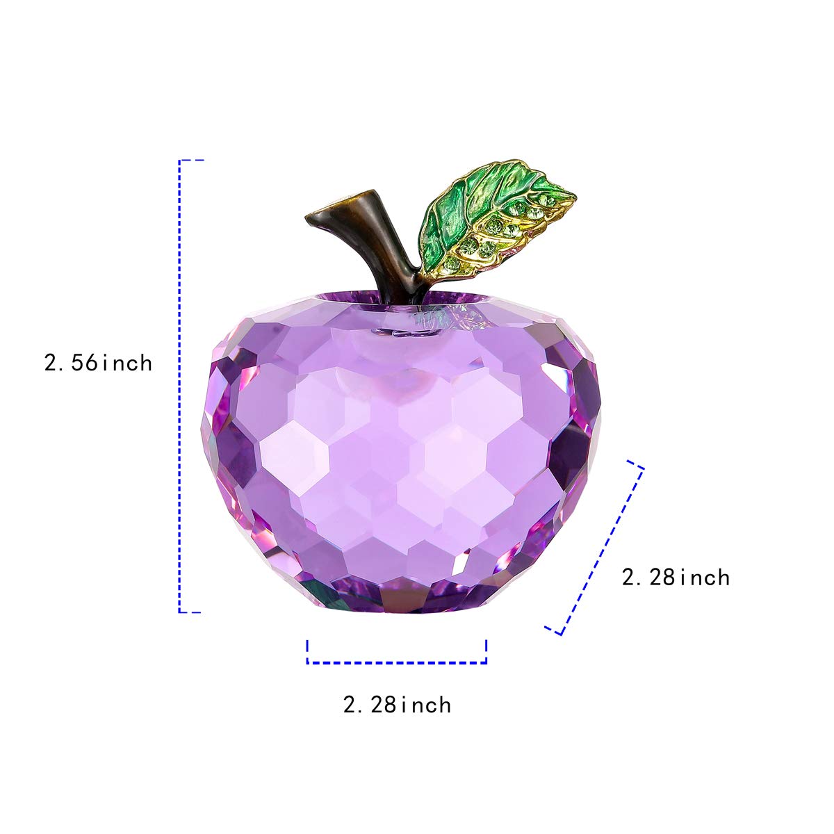 Vie jeune Crystal Apple Figurine Paperweight, Handmade Statue Ornament Home Decoration, Collectible Crystal Crafts, Come with Gift Box, Great Gift for Birthday Holidays Christmas (Purple-60mm)