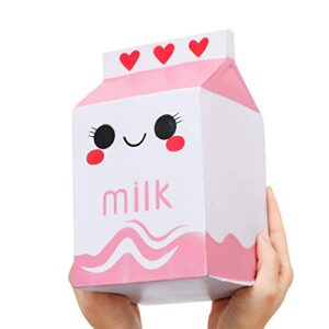 Anboor 8.9 Inches Milk Box Squishies Jumbo Soft Slow Rising Scented Kawaii Food Squishies Charms Stress Relief Kids Toys Decorative Props, Pink