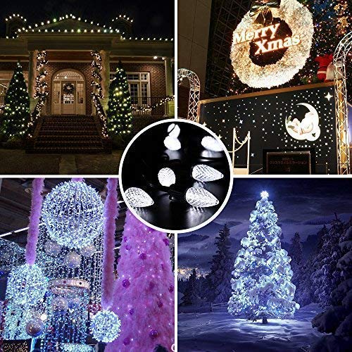 Brizled C9 Christmas Lights White, 33ft Faceted 50 LED Christmas Lights String Connectable Outdoor Xmas Decorative Light Strand, 120V UL Certified for Christmas Tree, Garden, Holiday, Yard, Party