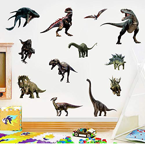 Dinosaur Wall Stickers, Peel & Stick Removable Wall Art Sticker Decals for Kids Bedroom Nursery Playroom Living Room,Multicolor