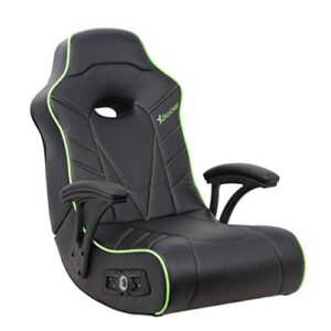 x rocker limewire floor gaming chair - headrest mounted speakers - 2.1 bluetooth - recliner with padded armrests - black with green
