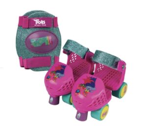 playwheels trolls world tour kids glitter roller skates with knee pads