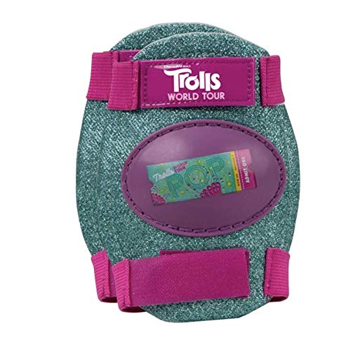 PlayWheels Trolls World Tour Kids Glitter Roller Skates with Knee Pads