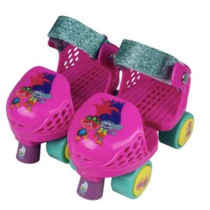 PlayWheels Trolls World Tour Kids Glitter Roller Skates with Knee Pads