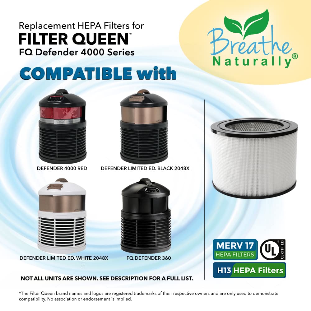 Replacement Hepa Filters + 6 Carbon Filters for Filter Queen Defender 4000 Series Air Purifiers (2 Hepa : 6 Carbon)