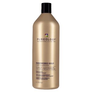 pureology nanoworks gold shampoo | for very dry, color-treated hair | renews softness & shine | sulfate-free | vegan