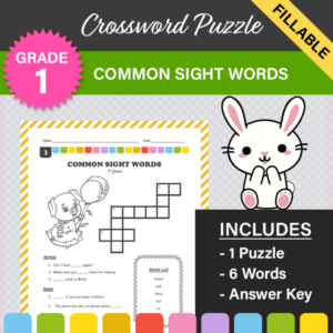 common sight words crossword puzzle #3 (1st grade)