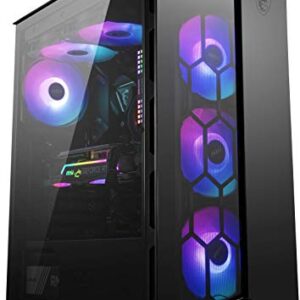 MSI MPG GUNGNIR 110R - Premium Mid-Tower Gaming PC Case - Tempered Glass Side Panel - 4 x ARGB 120mm Fans - Liquid Cooling Support up to 360mm Radiator - Two-Tone Design