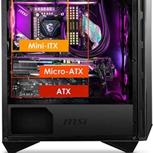 MSI MPG GUNGNIR 110R - Premium Mid-Tower Gaming PC Case - Tempered Glass Side Panel - 4 x ARGB 120mm Fans - Liquid Cooling Support up to 360mm Radiator - Two-Tone Design