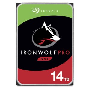 seagate ironwolf pro 14tb nas internal hard drive hdd – 3.5 inch sata 6gb/s 7200 rpm 256mb cache for raid network attached storage, (st14000ne0008) (renewed)