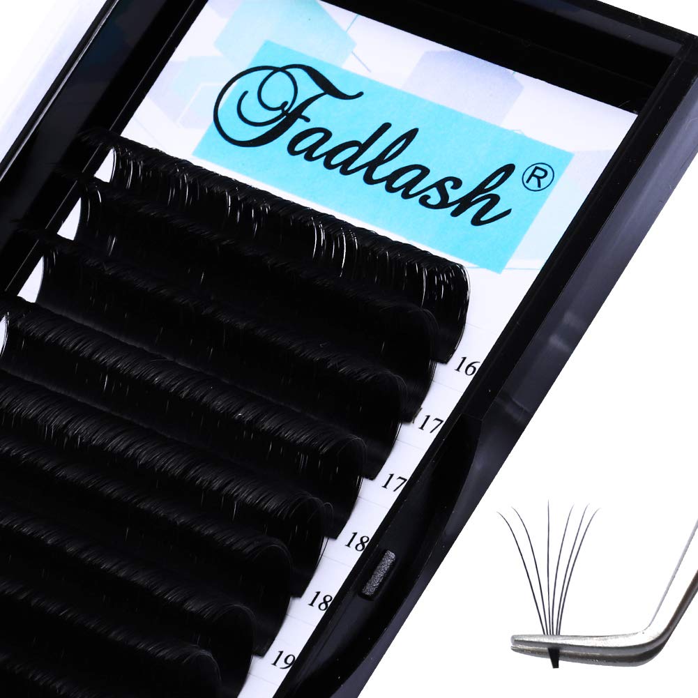 Eyelash Extension Supplies Easy Fanning Lashes 0.07 DD Curl 16-22mm Mixed Tray Matte Black FADLASH Self Fanning Volume Lash Extensions (0.07-DD, 16-22mm Mix)