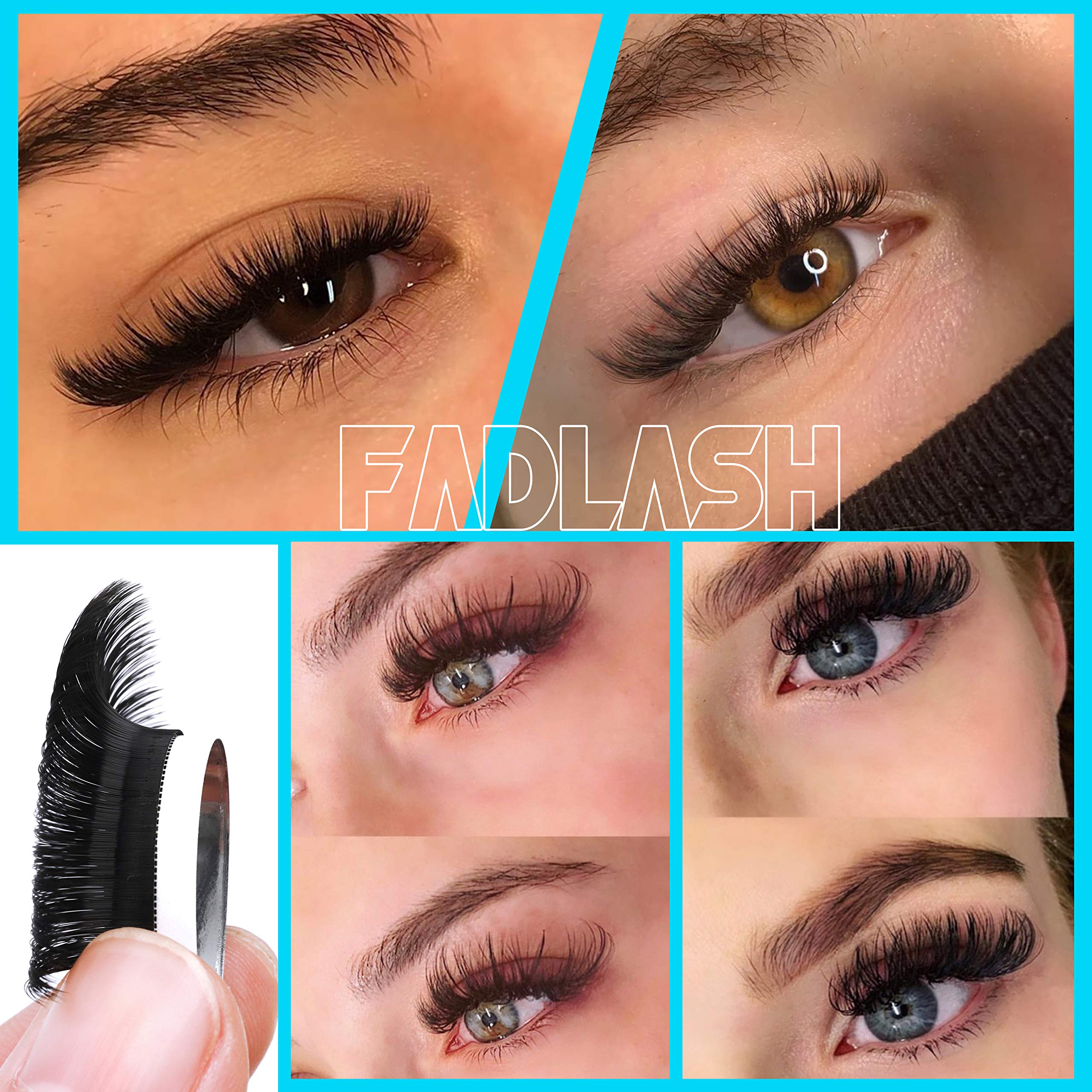 Eyelash Extension Supplies Easy Fanning Lashes 0.07 DD Curl 16-22mm Mixed Tray Matte Black FADLASH Self Fanning Volume Lash Extensions (0.07-DD, 16-22mm Mix)