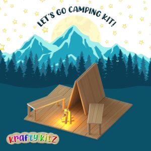 Perfect Stix Krafty Kitz Build Your Own Wooden Craft Stick Kit for Kids - Campsite Complete with Instructions