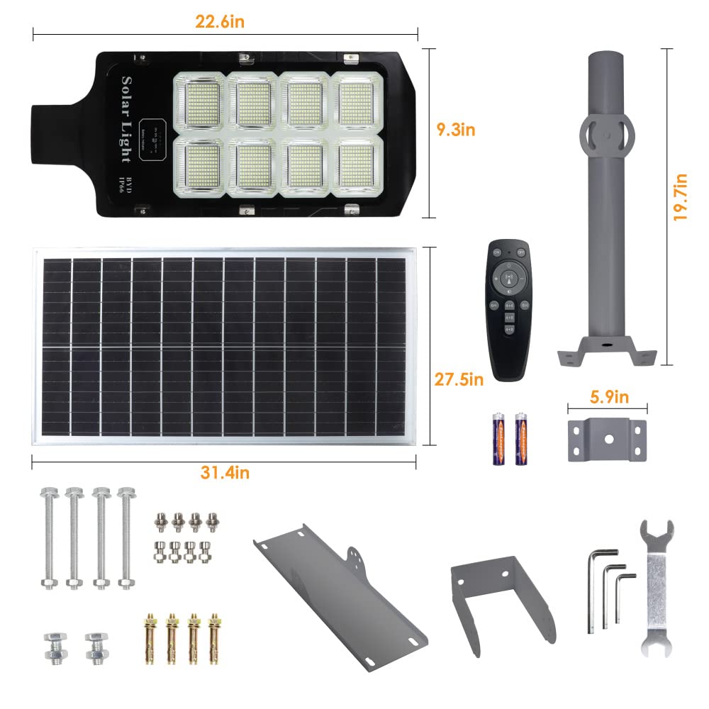 1200W Solar Street Lights Outdoor,42000 Lumens Daylight Solar Led Light with Remote Control,Dusk to Dawn Solar Security Flood Lights