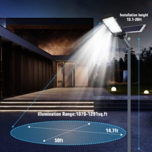 1200W Solar Street Lights Outdoor,42000 Lumens Daylight Solar Led Light with Remote Control,Dusk to Dawn Solar Security Flood Lights