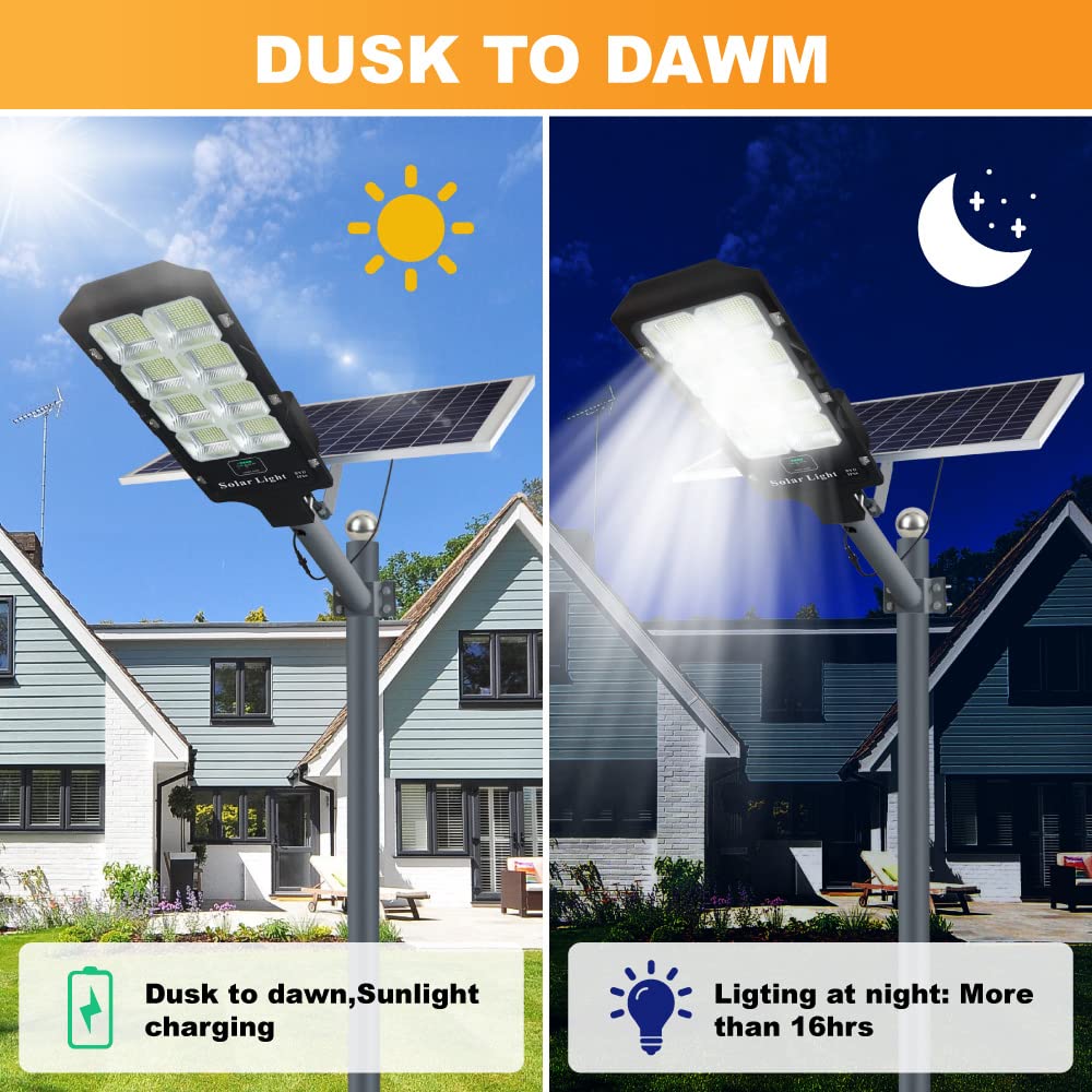 1200W Solar Street Lights Outdoor,42000 Lumens Daylight Solar Led Light with Remote Control,Dusk to Dawn Solar Security Flood Lights