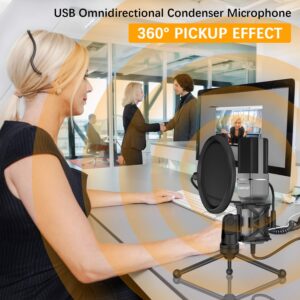 VIMVIP USB Microphone, Microphone for Computer USB Mic for PC Desktop Laptop Condenser Microphone to Recording Podcast Gaming Streaming YouTube