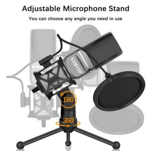 VIMVIP USB Microphone, Microphone for Computer USB Mic for PC Desktop Laptop Condenser Microphone to Recording Podcast Gaming Streaming YouTube