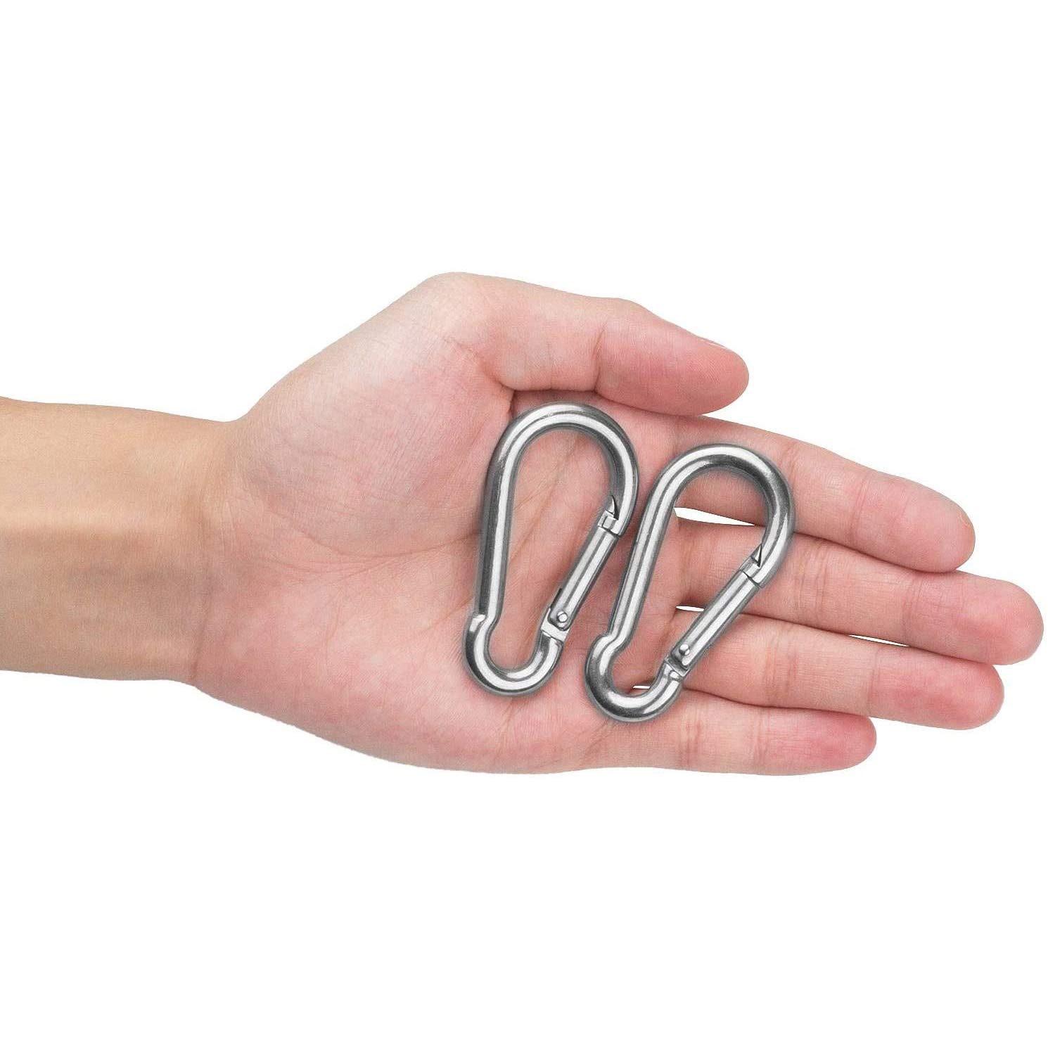 30 Packs Spring Snap Hook M5 1.97inch Stainless Steel 304 Carabiner Clips Keychain Heavy Duty Quick Link Hook for Camping, Hiking, Outdoor and Gym, Small