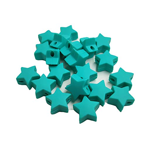 Alenybeby 30pcs Silicone Stars Pearl Beads 14mm Mini Cute Silicone Star Bead for Keychain DIY Mom Beading Making Jewelry Necklace Accessories