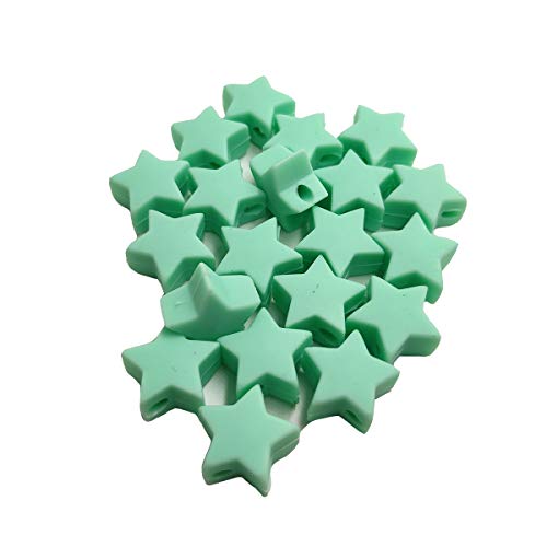 Alenybeby 30pcs Silicone Stars Pearl Beads 14mm Mini Cute Silicone Star Bead for Keychain DIY Mom Beading Making Jewelry Necklace Accessories