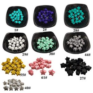 Alenybeby 30pcs Silicone Stars Pearl Beads 14mm Mini Cute Silicone Star Bead for Keychain DIY Mom Beading Making Jewelry Necklace Accessories