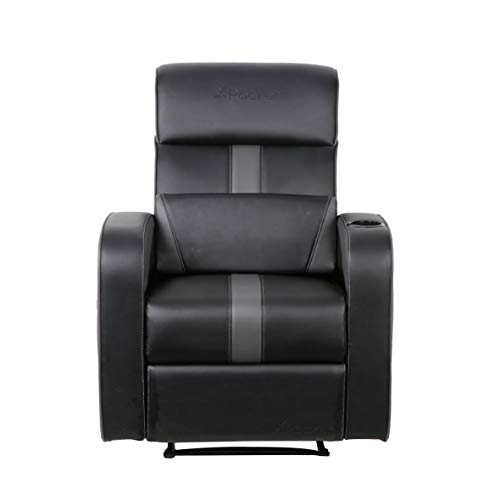 X Rocker Gamma Recliner Gaming Chair, 2.1 Bluetooth Audio System, Headrest Mounted Speakers, Built-in Footrest and Cupholder, 718001, 34.84" x 39.37" x 30.31", Black