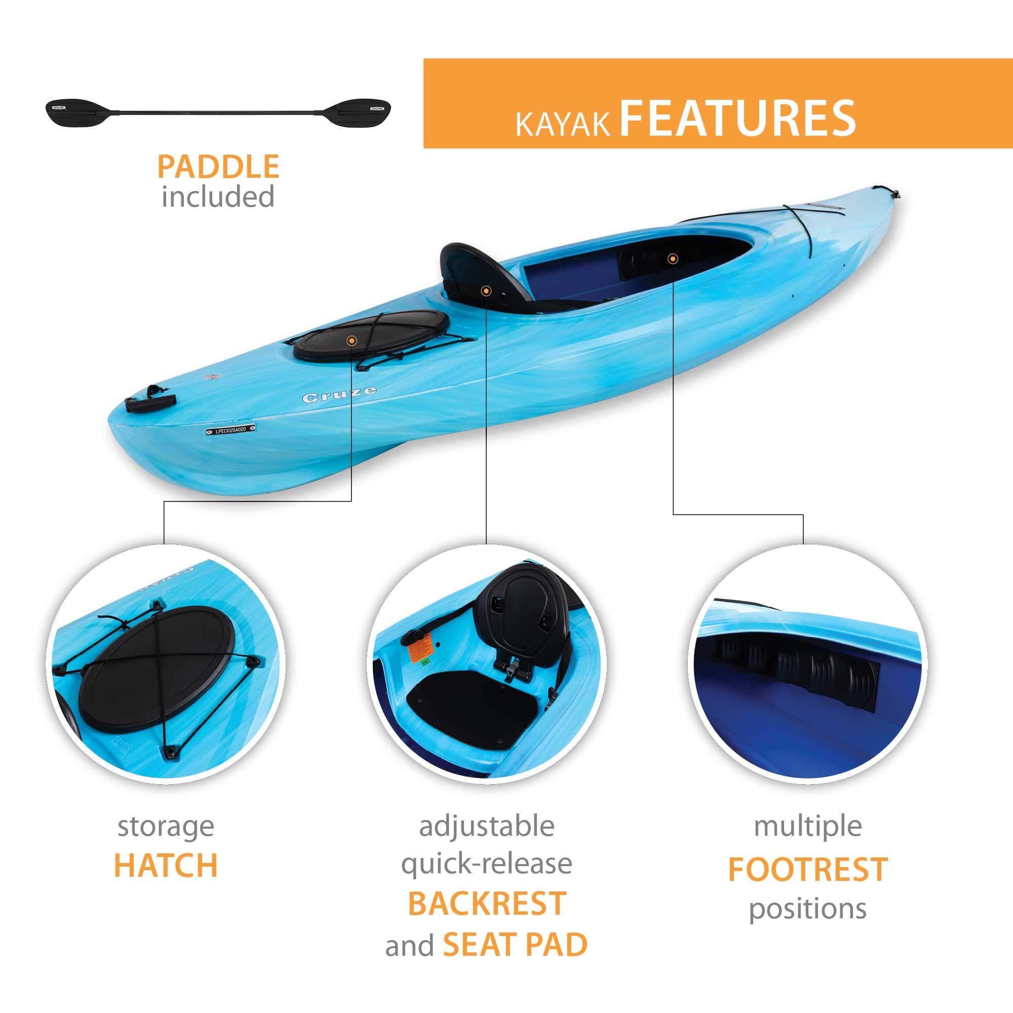 Lifetime Cruze 100 Sit-in Kayak, Sky Fusion, 10-Foot