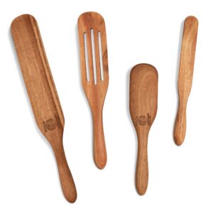 as seen on tv, mad hungry spurtle 4pc set, acacia premium wood finish, cooking utensils for non stick cookware, baking, whisking, smashing, scooping, spreading, serving and more.