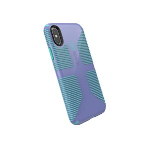 speck products candyshell grip iphone xr case, wysteria purple/mykonos blue