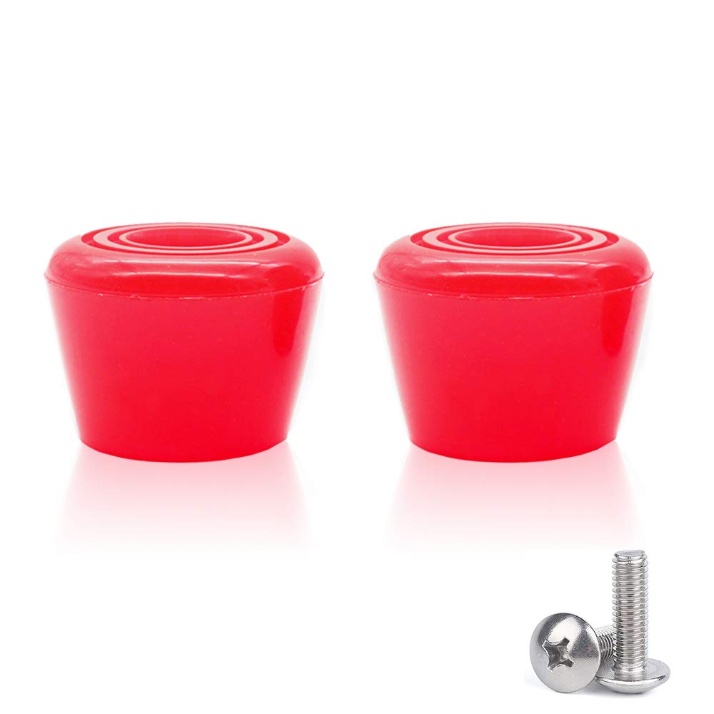 VAKA PU Rubber Roller Skate Toe Stoppers 1 Pair with Screws (Red)