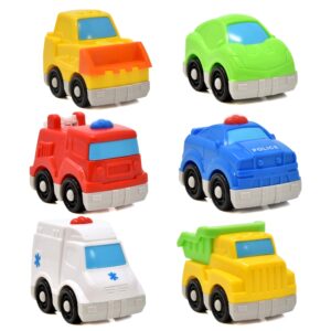 Number 1 in Gadgets Mini Toy Vehicles for Toddlers, 6 Pack Dump Truck Car Fire Truck Construction Police Ambulance Plastic Cars Play Kit Set