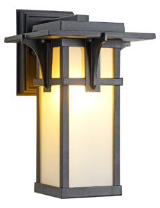 eeru porch lights wall mount outdoor wall lantern waterproof aluminum with frosted glass exterior light fixtures modern classic outdoor wall lights for outside house deck patio garage lighting, black