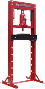 big red aty20011r torin steel h-frame hydraulic garage/shop floor press with stamping plates, 20 ton (40,000 lb) capacity, red